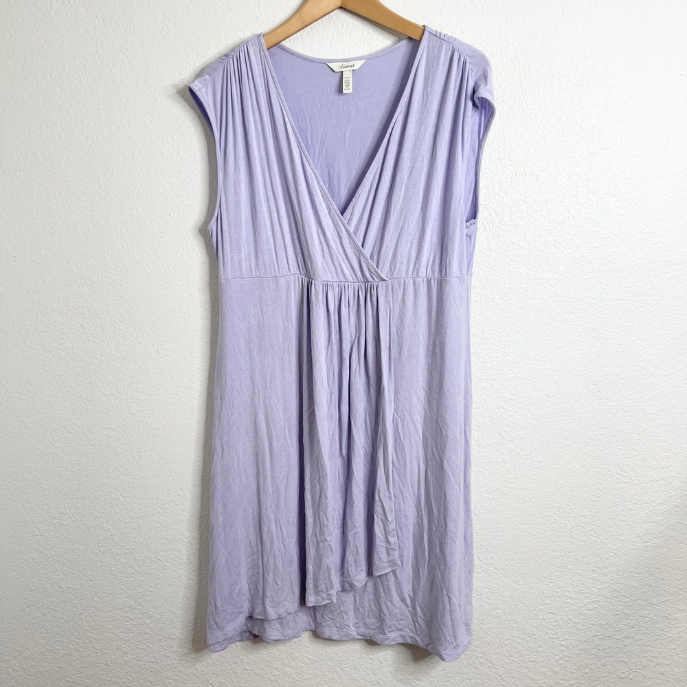 Soma Lavender Wrap V Neck Gathered Waist Sleeveless Nightgown Sleep Dress XL‎